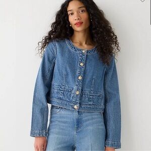 J Crew Blue Denim Jacket with Button Details